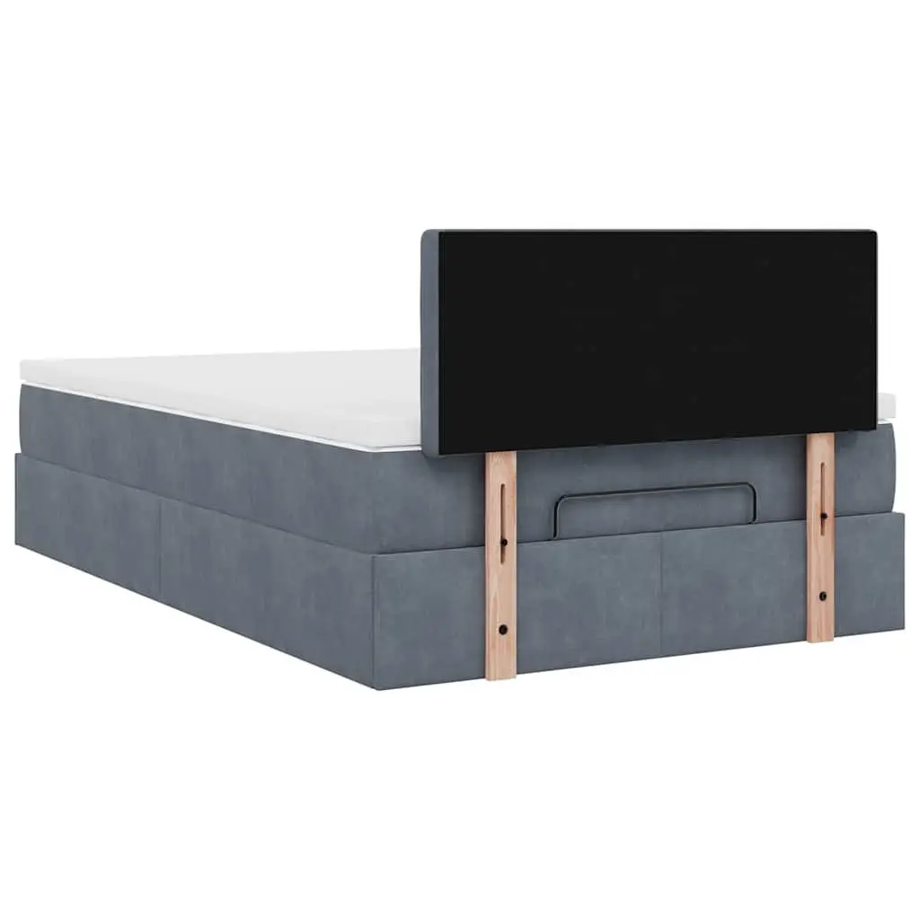 Ottoman Bed King Single Grey Velvet Storage Lift Base with Pocket Spring Mattress