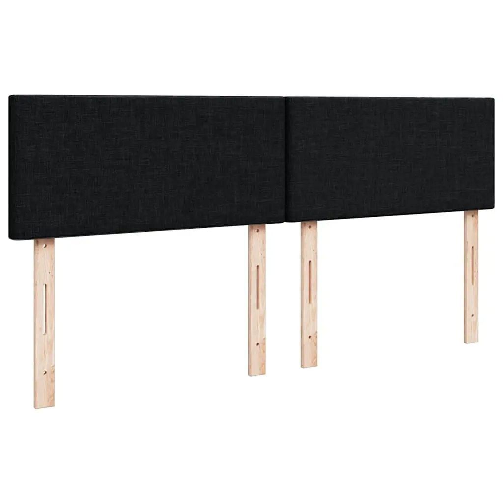 Double Ottoman Bed with Pocket Spring Mattress LED Lights Storage Black Fabric