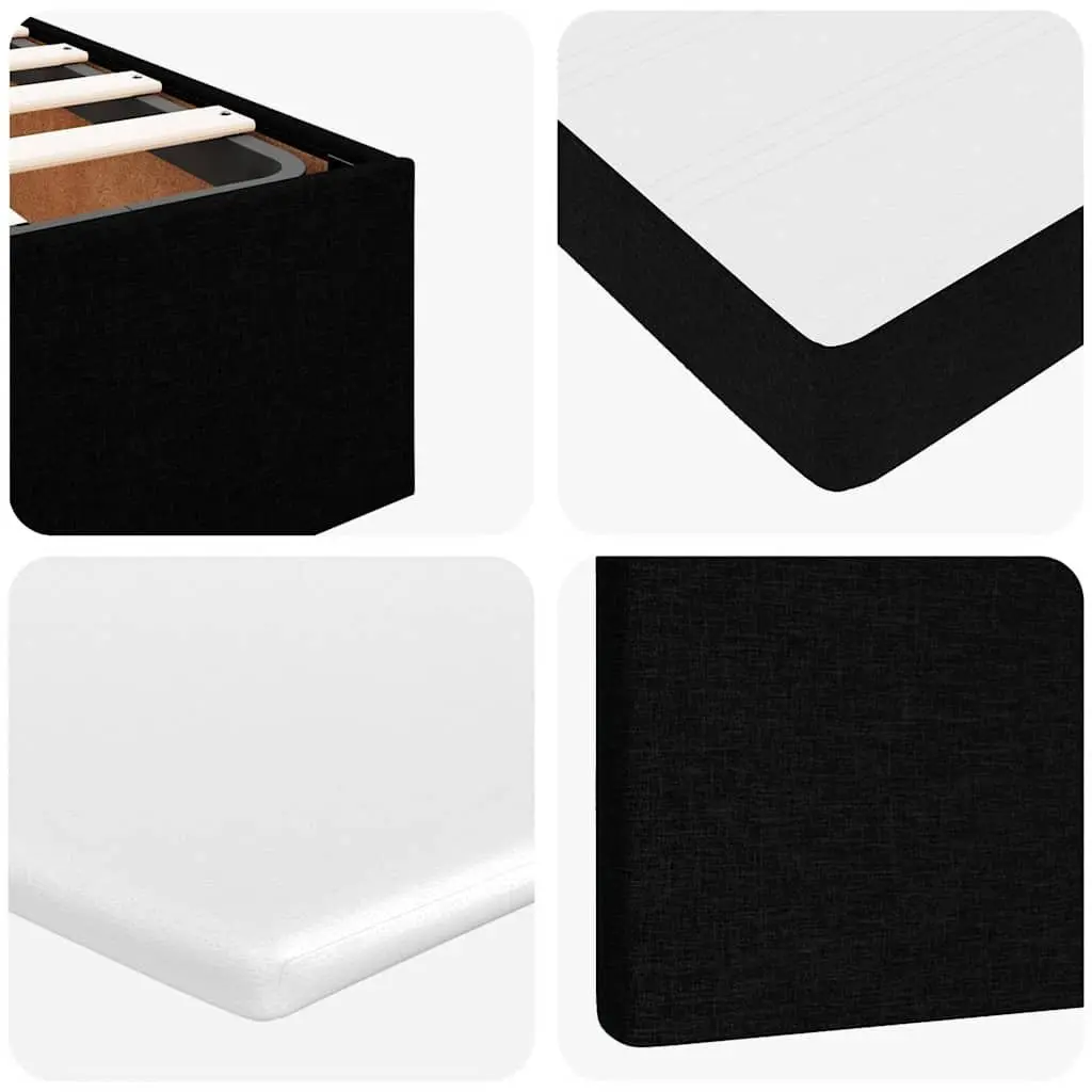 King Single Ottoman Bed Black Fabric Pocket Spring Mattress with LED Lights