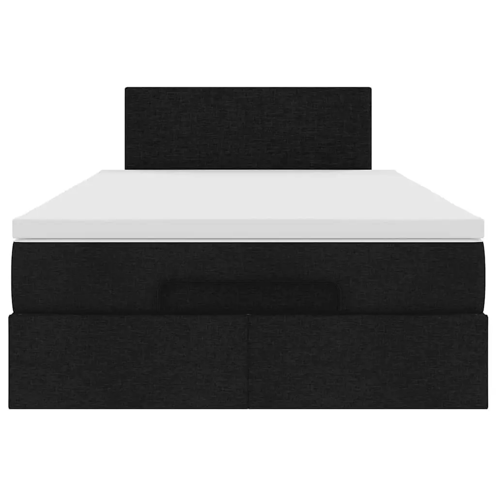King Single Ottoman Bed Black Fabric Pocket Spring Mattress with LED Lights