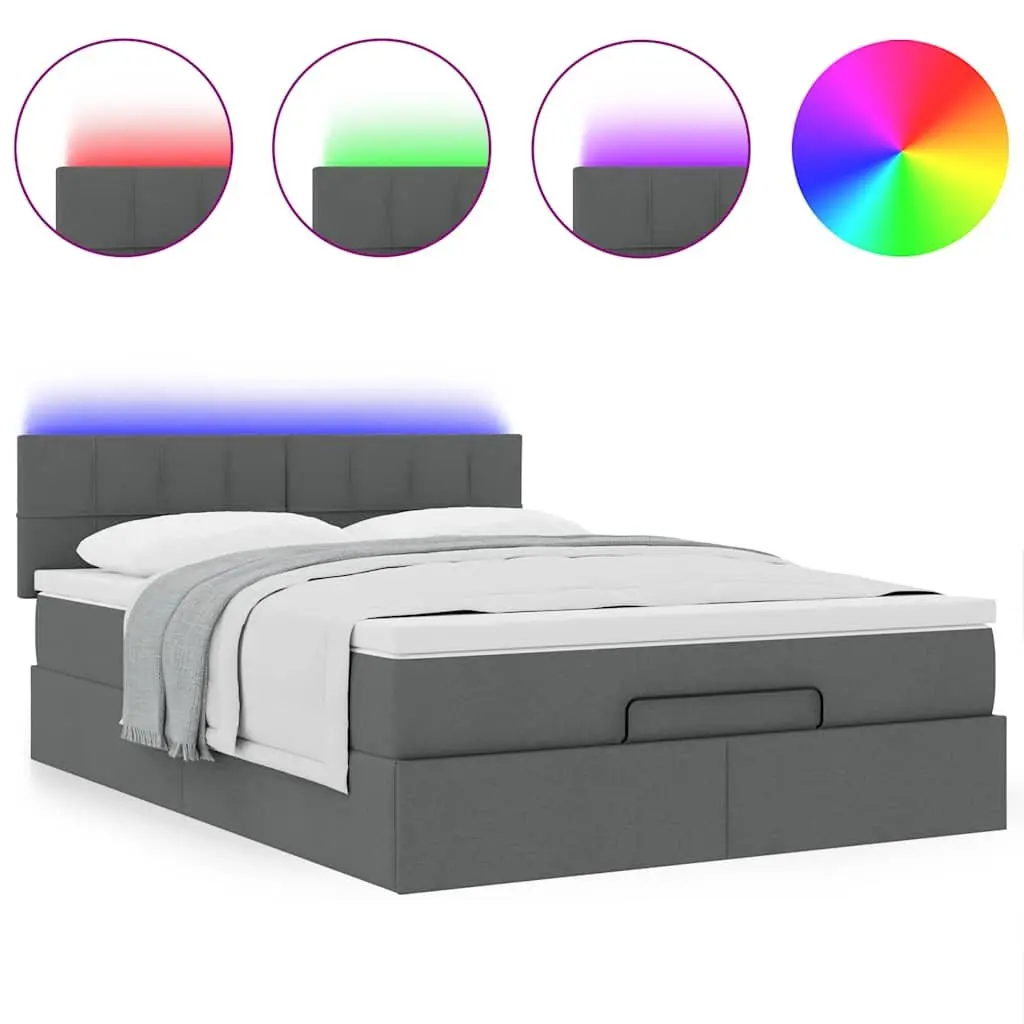 Ottoman Bed with Grey Fabric and Storage Option