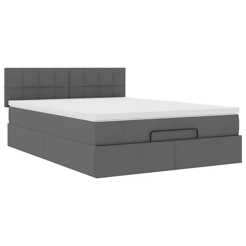 Ottoman Bed with Grey Fabric and Storage Option
