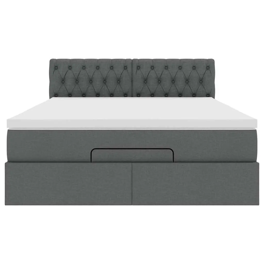 Ottoman Bed Queen Size with Pocket Spring Mattress and LED Lights Storage Grey