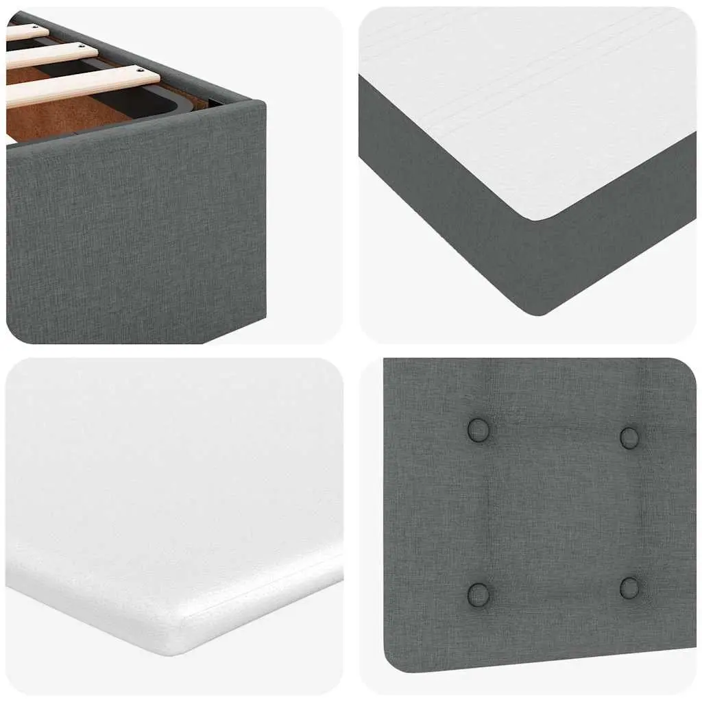 Ottoman Bed Queen Size Pocket Spring Mattress LED Lights Grey Fabric