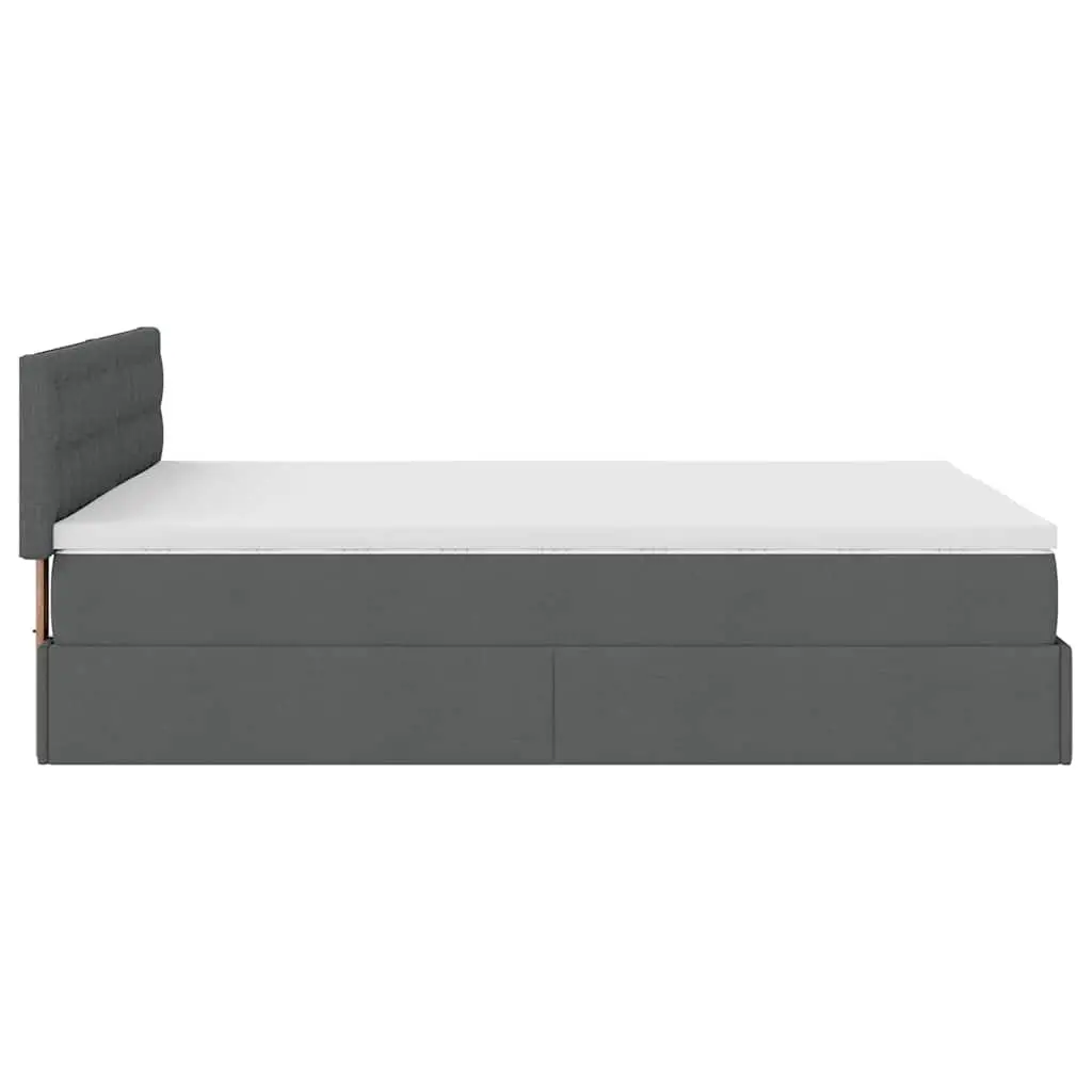 Ottoman Bed Queen Size Pocket Spring Mattress LED Lights Grey Fabric