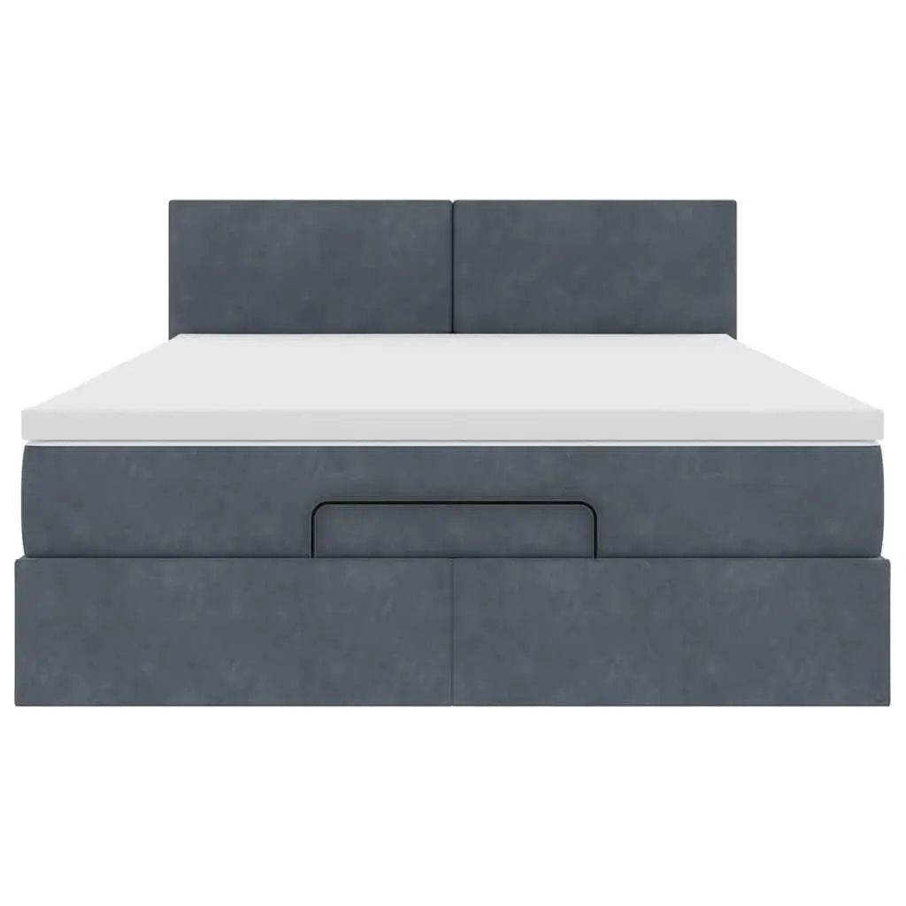 Queen Ottoman Bed Storage Pocket Spring Mattress Grey Velvet
