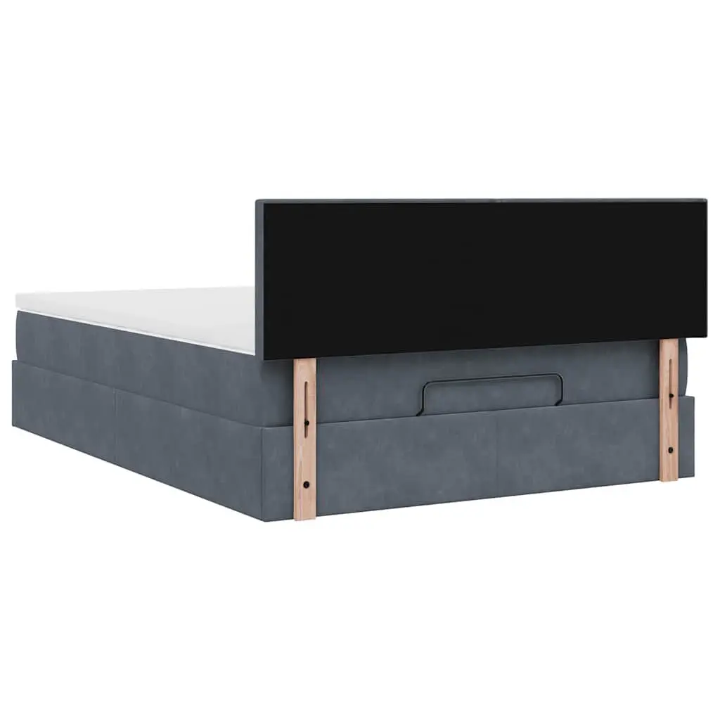 Queen Ottoman Bed Storage Pocket Spring Mattress Grey Velvet