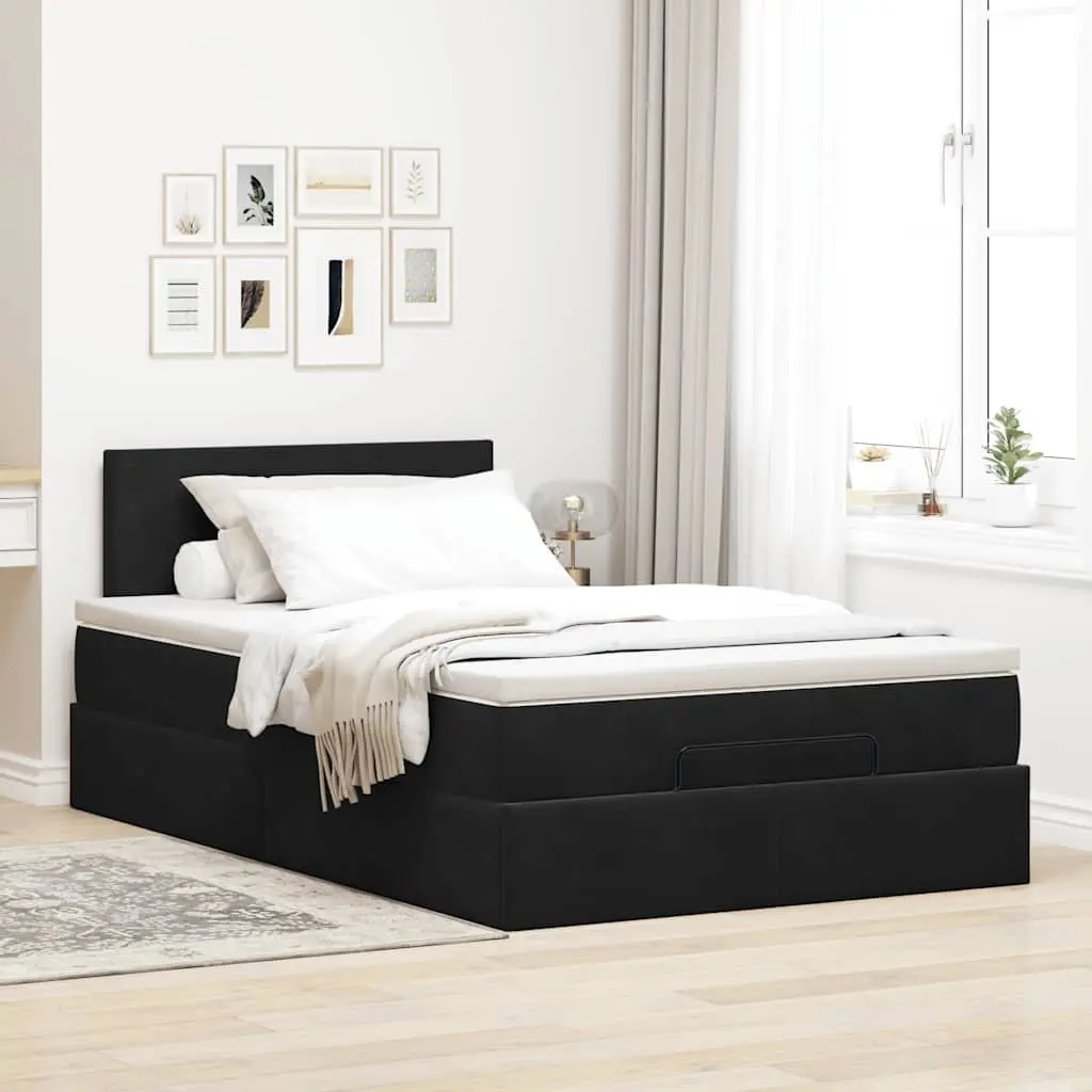 Ottoman Bed Storage Pocket Spring Mattress LED Lights Black King Single