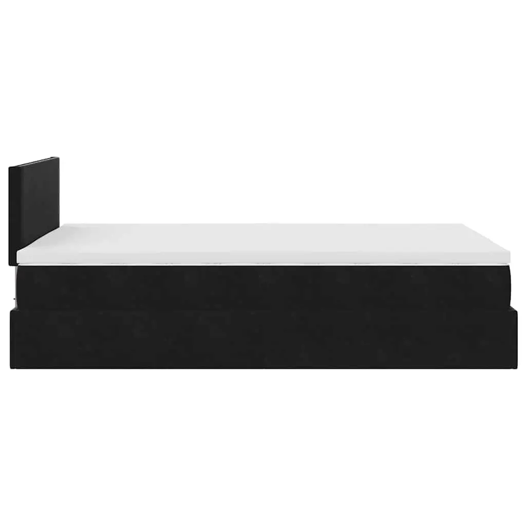 Ottoman Bed Storage Pocket Spring Mattress LED Lights Black King Single