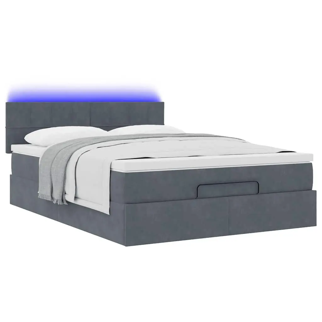 Double Ottoman Bed with LED Lights and Storage