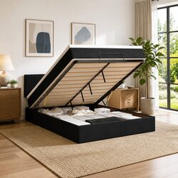 Cozy Ottoman Bed with Comfortable Mattress and LED Features