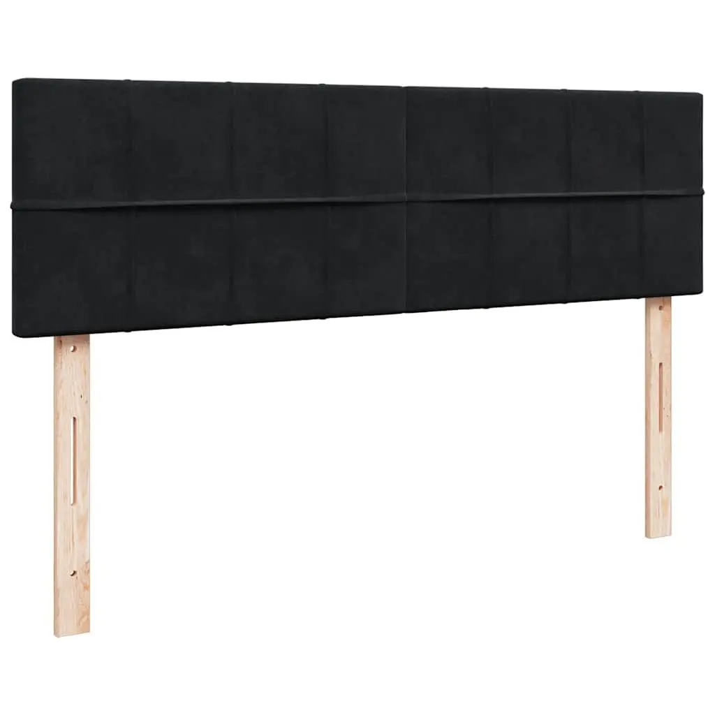 Ottoman Bed with Pocket Spring Mattress LED Lights Storage Black Double Velvet