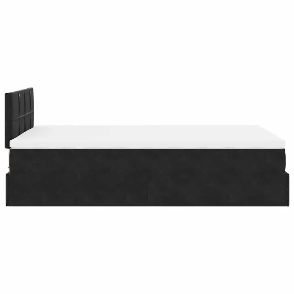 Ottoman Bed King Single with Pocket Spring Mattress LED Lights Storage Black
