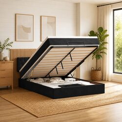 Cozy and Practical Black Velvet Ottoman Bed for Your Home