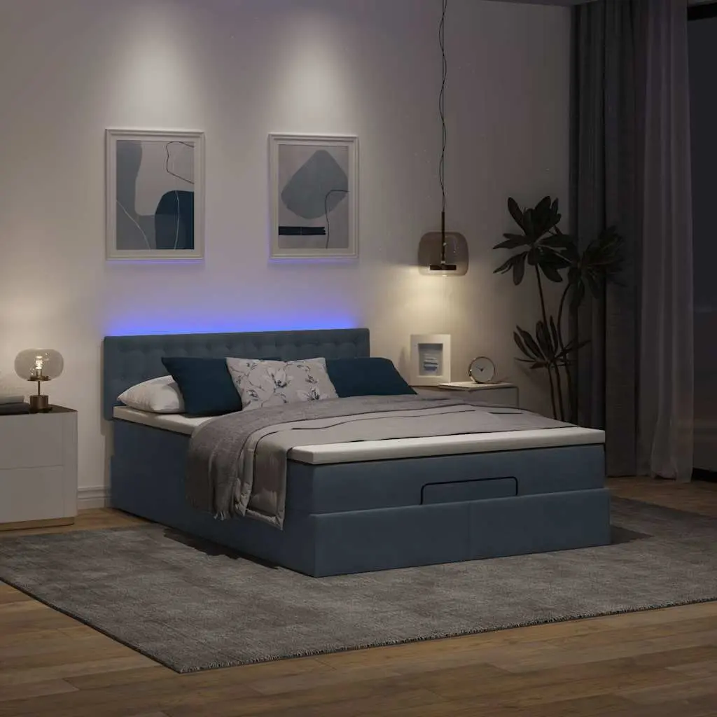 Ottoman Bed with Velvet Finish and Storage
