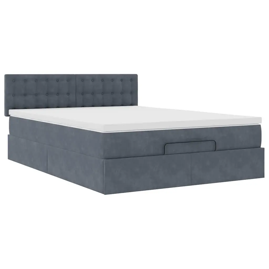 Ottoman Bed with Velvet Finish and Storage