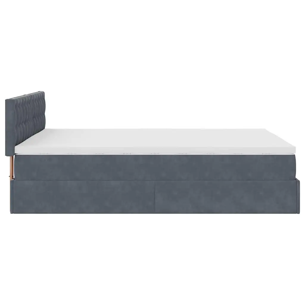 Ottoman Bed with Velvet Finish and Storage