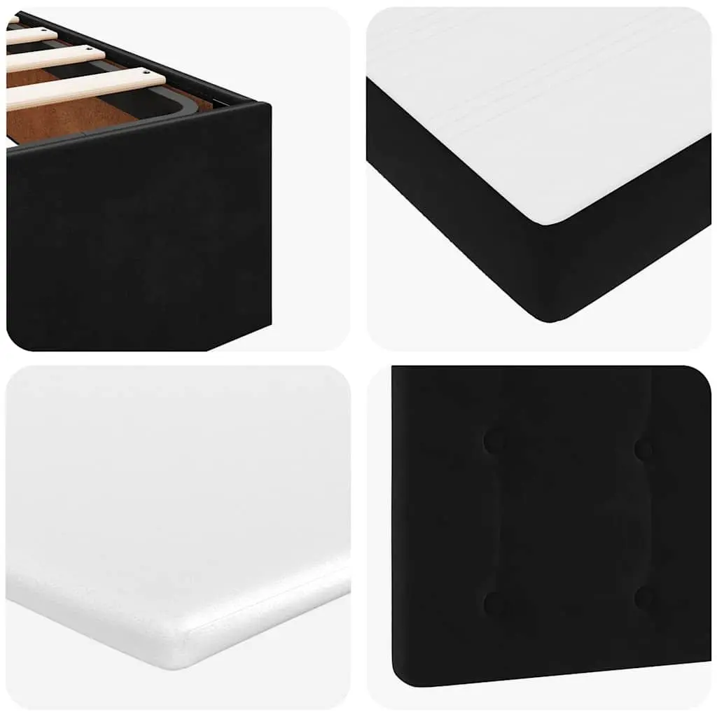 Ottoman Bed with Pocket Spring Mattress LED Lights Under-Bed Storage Black
