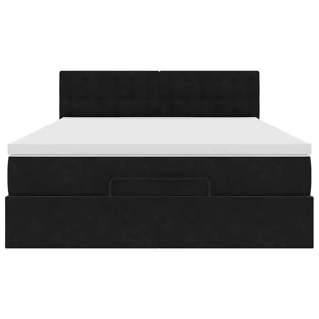 Ottoman Bed with Pocket Spring Mattress LED Lights Under-Bed Storage Black