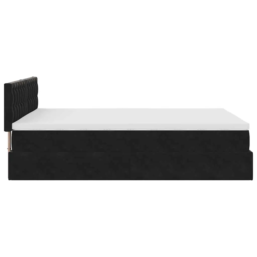 Ottoman Bed with Pocket Spring Mattress LED Lights Under-Bed Storage Black