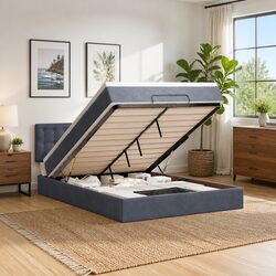 Comfortable Grey Ottoman Bed with Pocket Spring Mattress