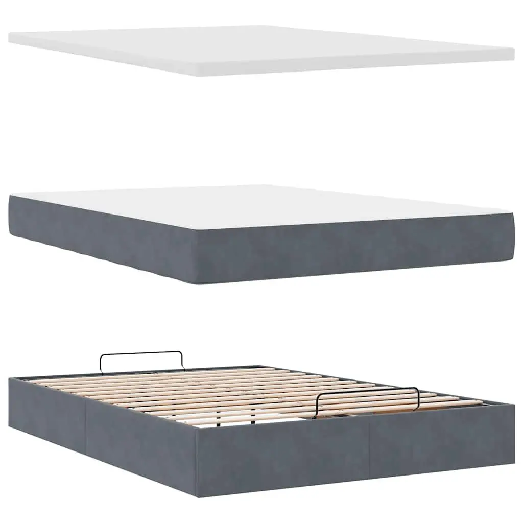 Grey Ottoman Bed with Pocket Spring Mattress
