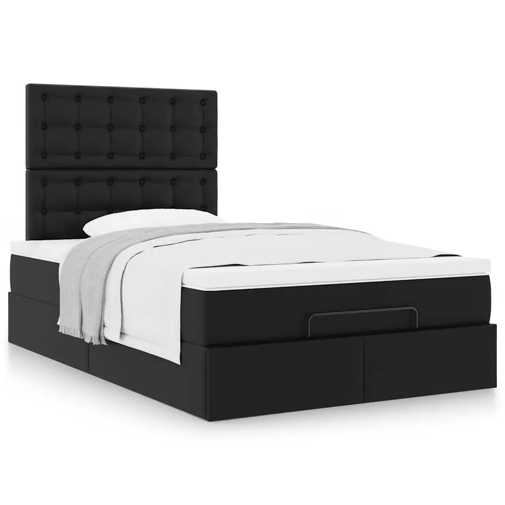 Ottoman Bed Frame King Single with Pocket Spring Mattress Black Storage Lift
