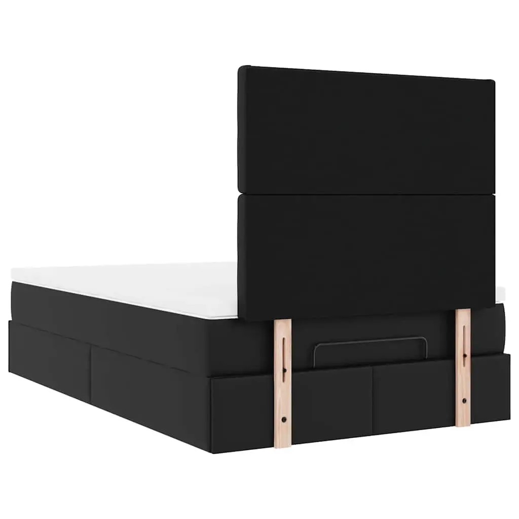 Ottoman Bed Frame King Single with Pocket Spring Mattress Black Storage Lift