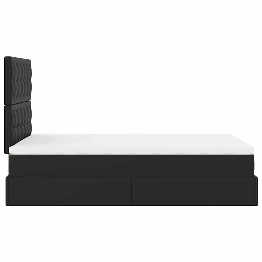 Ottoman Bed Frame King Single with Pocket Spring Mattress Black Storage Lift