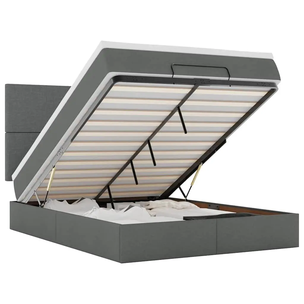 Grey Ottoman Bed with Mattress