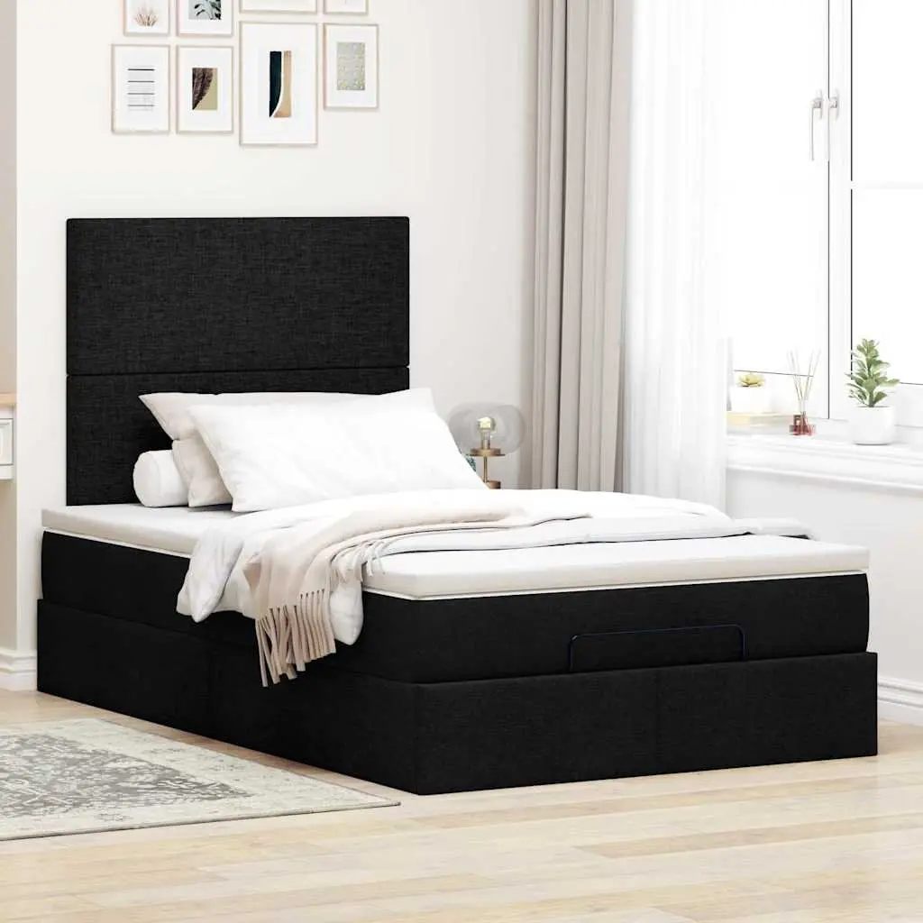 Ottoman Bed with Mattress and Storage in Black