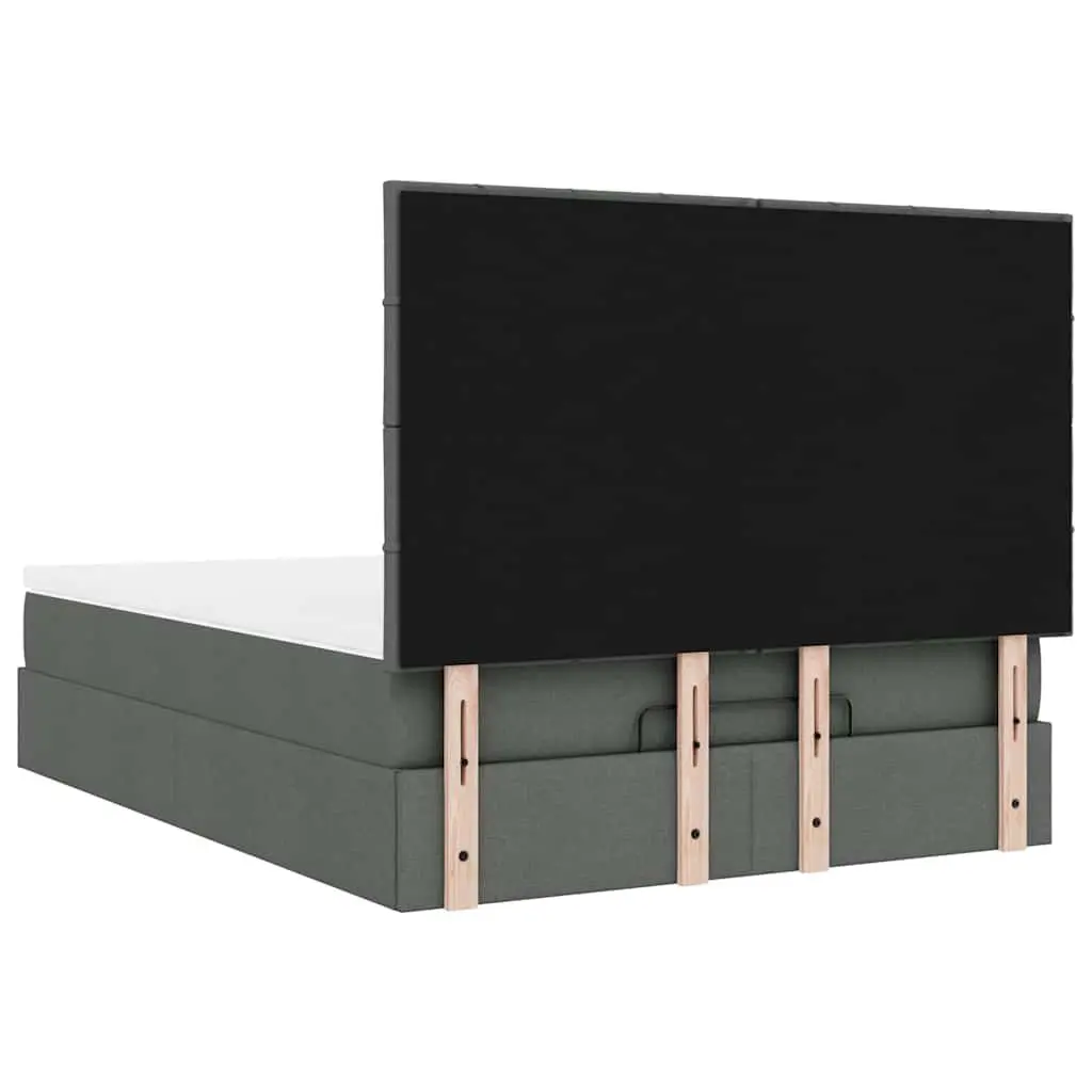 Ottoman Bed Double Grey Fabric with Mattress Storage Hydraulic Lift Frame