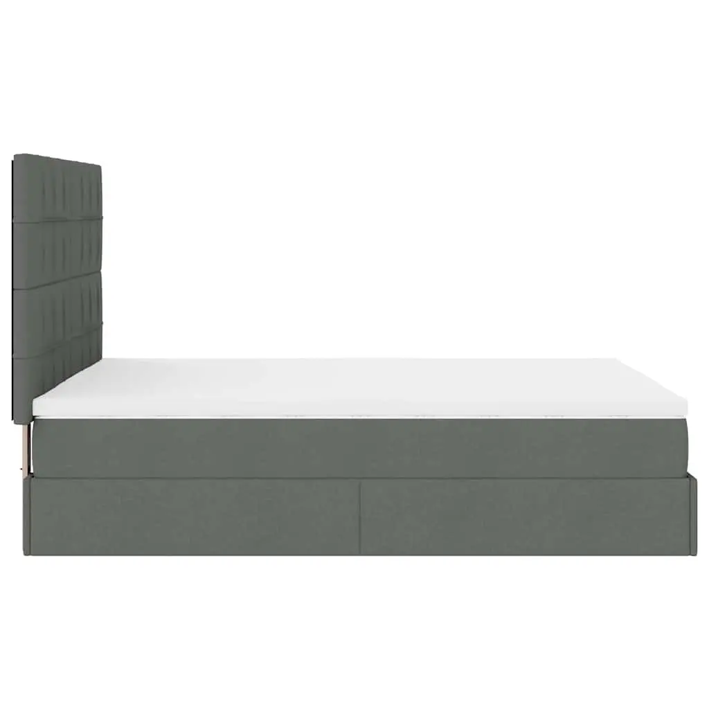 Ottoman Bed with Mattress Queen Size Grey Fabric Storage Lift Slat Base