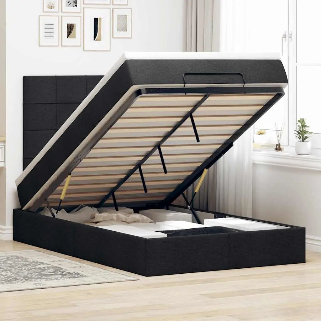 Ottoman Bed Storage King Single Pocket Spring Mattress Black