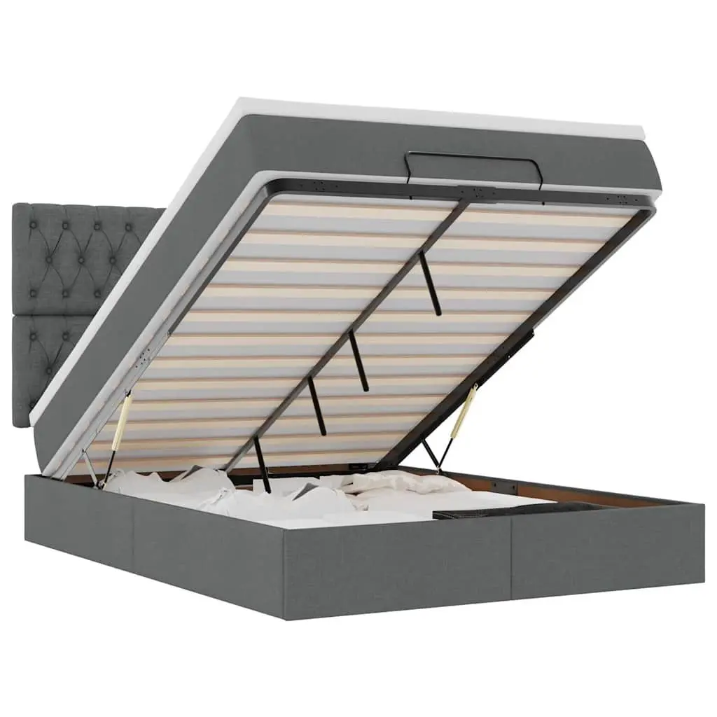 Queen Ottoman Bed with Grey Pocket Spring Mattress and Storage Functionality