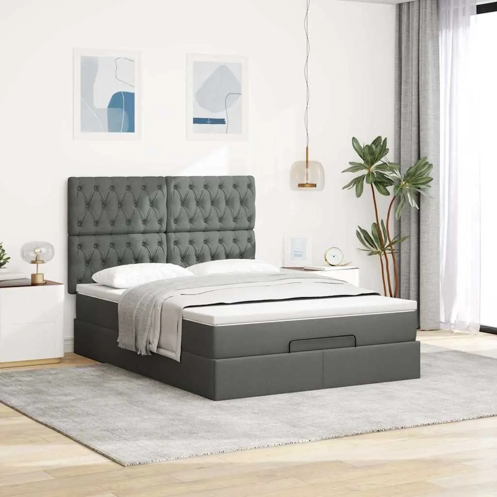 Queen Ottoman Bed with Grey Pocket Spring Mattress and Storage Functionality