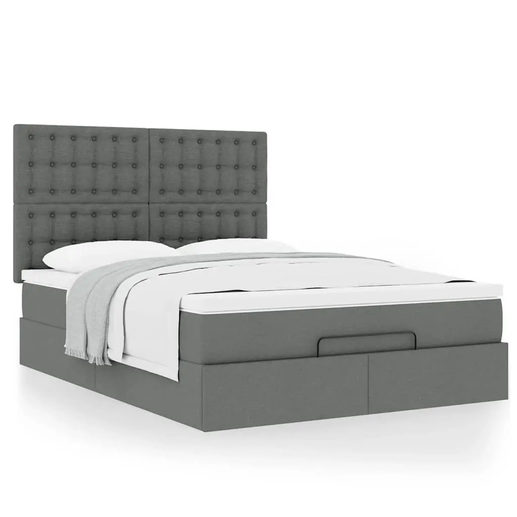 Ottoman Bed with Pocket Spring Mattress Grey Double Storage Bedroom Furniture