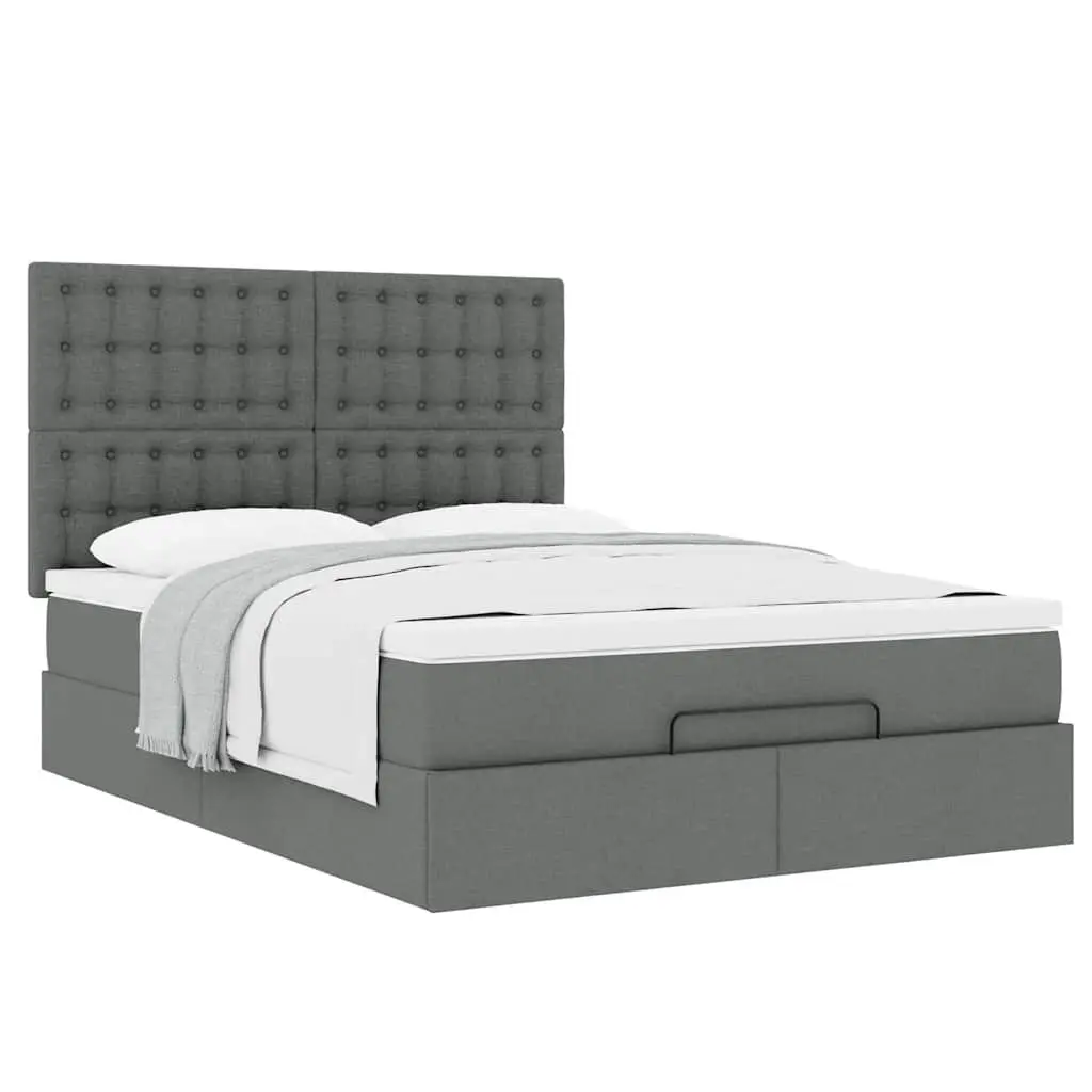 Ottoman Bed with Pocket Spring Mattress Grey Double Storage Bedroom Furniture