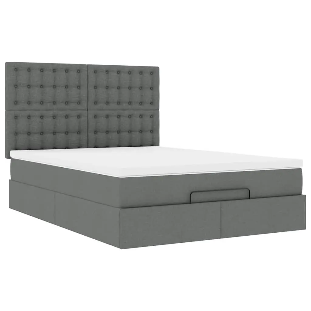 Ottoman Bed with Pocket Spring Mattress Grey Double Storage Bedroom Furniture