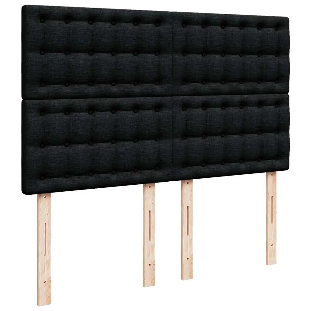 Double Ottoman Bed with Pocket Spring Mattress Black Fabric Storage Bedroom