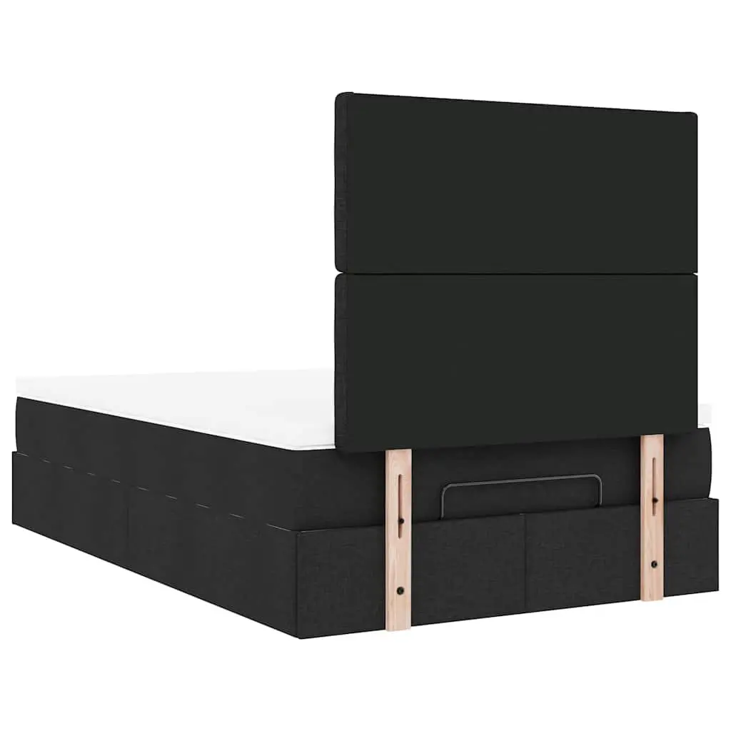King Single Ottoman Bed with Lift Storage Mechanism Black Fabric and Pocket Spring Mattress