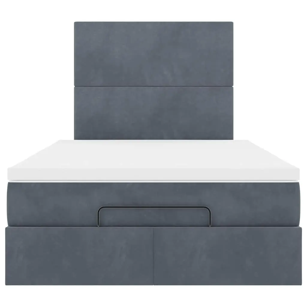 Ottoman Bed King Single Storage Frame Grey Velvet Upholstered with Pocket Spring Mattress