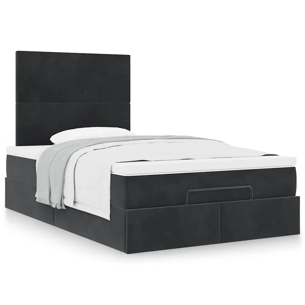 Ottoman Bed with Storage King Single Black Velvet Mattress Pocket Spring