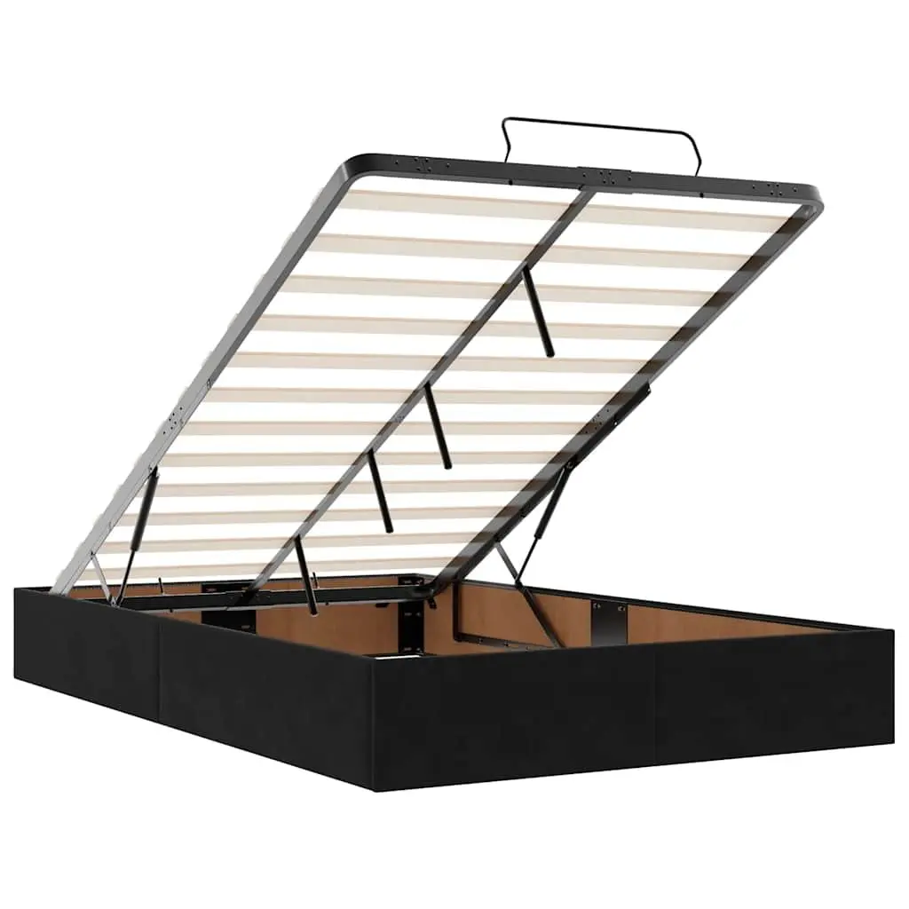 Ottoman Bed with Storage King Single Black Velvet Mattress Pocket Spring
