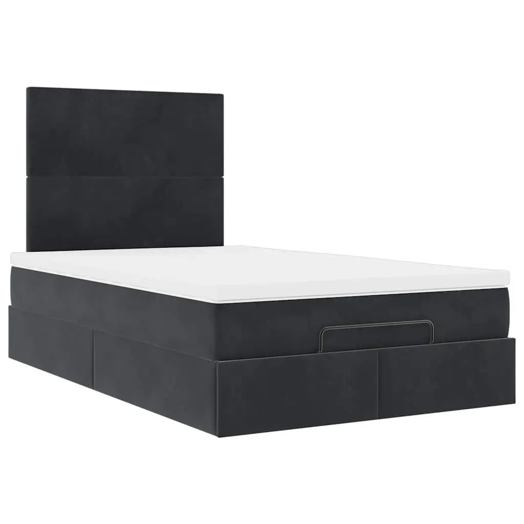 Ottoman Bed with Storage King Single Black Velvet Mattress Pocket Spring