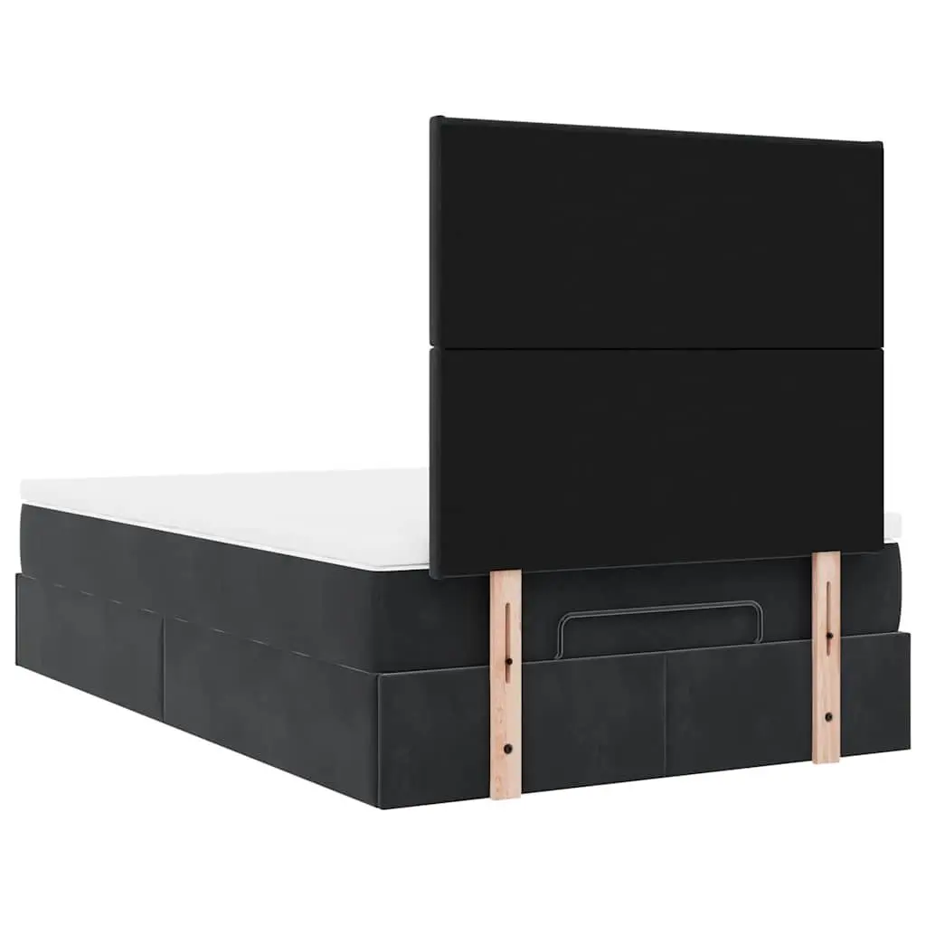 Ottoman Bed with Storage King Single Black Velvet Mattress Pocket Spring