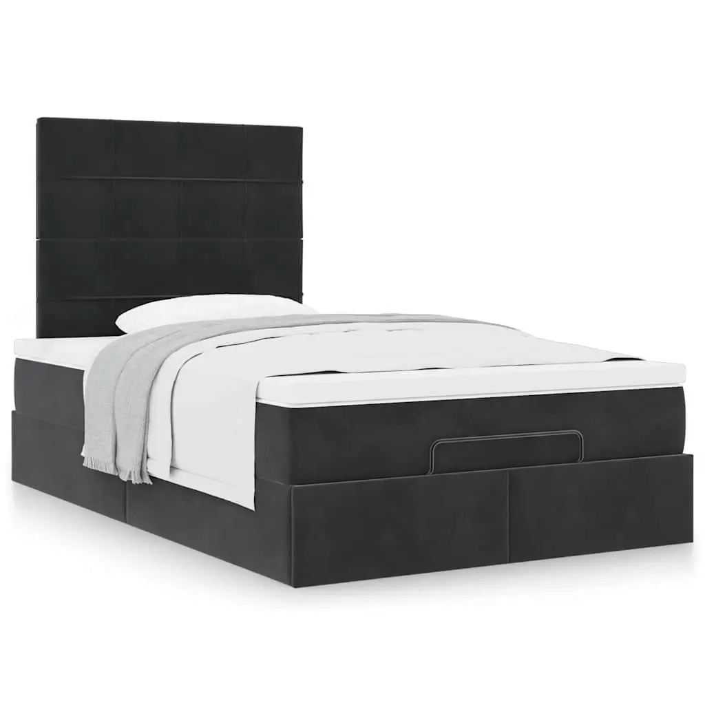 Ottoman Bed King Single Black Velvet Storage Lift Frame