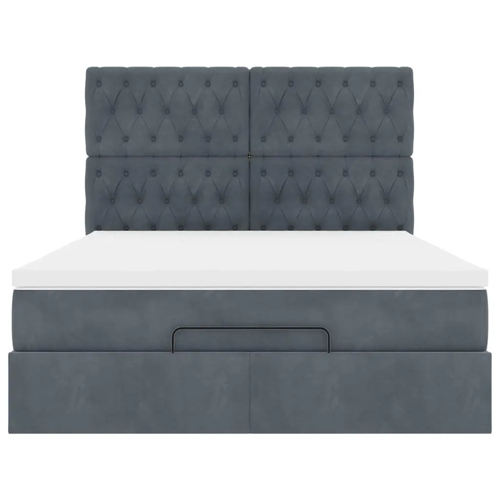 Queen Ottoman Storage Bed with Pocket Spring Mattress Grey Velvet