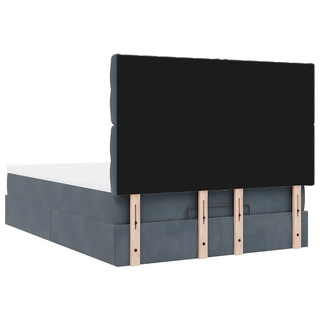 Queen Ottoman Storage Bed with Pocket Spring Mattress Grey Velvet