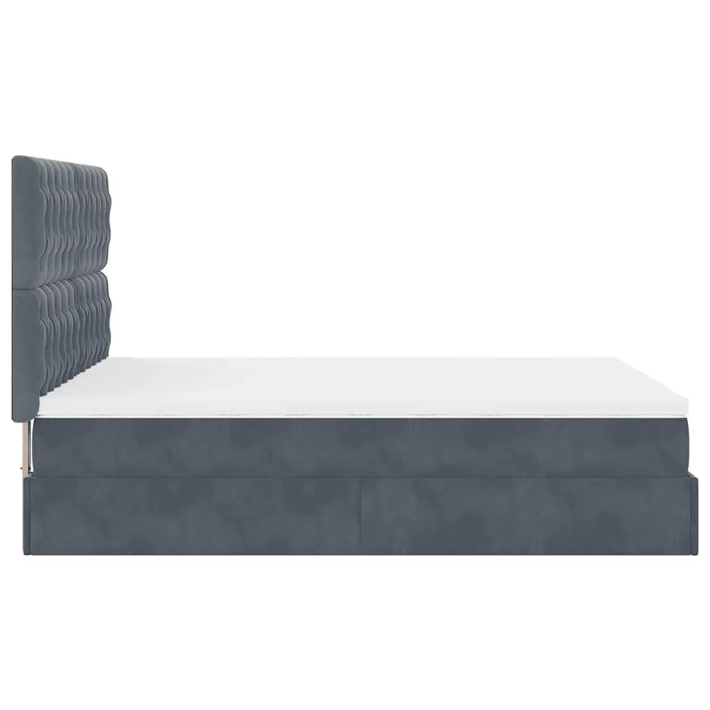 Queen Ottoman Storage Bed with Pocket Spring Mattress Grey Velvet